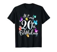 Its My 20th Birthday Shirt Colorful Butterfly Happy Birthday T-Shirt