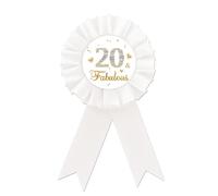 It's My 20th Birthday Tinplate Badge Pin, White Rosette Happy 20th Birthday Button, Gold Glitter Twenty Birthday Award Ribbon for Women, Diamond Brooch Buttons for Birthday Party to Wear