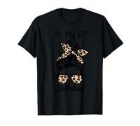 It's My 27th Birthday Happy 27 Years Old Messy Bun Leopard Value Graphic T-Shirt