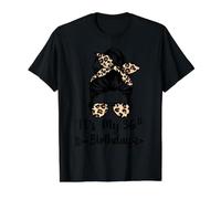 It's My 36th Birthday Happy 36 Years Old Messy Bun Leopard Value Graphic T-Shirt, Men, Black, M