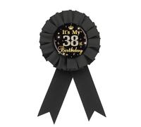 It's My 36th Birthday Tinplate Badge Pin, Gold Diamond Happy 36th Birthday Button Pin, 36 & Fabulous Birthday Black Rosette Award Ribbon Pin for Women, Brooch Buttons for Thirty Six Years Old Birthday