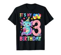 It's My 3rd Birthday Axolotl Boba Tea 3 Year Old Bday Girls T-Shirt