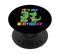 It's My 3rd Birthday Dinosaur T-Rex 3 Year Old Boy Funny PopSockets Adhesive PopGrip