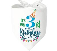 It's My 3rd Birthday Dog Bandana, Third Birthday Dog Bandana Blue Pattern White Pet Scarf Puppy 3rd Birthday Party Celebration Dogs Outfit Accessories Photo Prop for Medium Large Dogs
