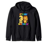 It's My 3rd Birthday Lion Safari Jungle Theme Party Age 3 Zip Hoodie