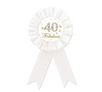 It's My 40th Birthday Tinplate Badge Pin, White Rosette Happy 40th Birthday Button Pin, Gold Glitter Forty Birthday Badge Pin for Women, Diamond Brooch Buttons for 40th Birthday Party