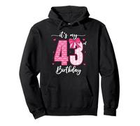 It's My 43rd Birthday Funny Girls 43 Year Old Bday Party Bow Pullover Hoodie
