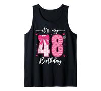It's My 48th Birthday Funny Girls 48 Year Old Bday Party Bow Tank Top
