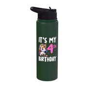 It's My 4th Birthday 4 Years Old Unicorn Stainless Steel Insulated Water Bottle