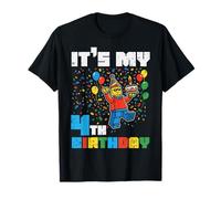 Its My 4th Birthday Blocks Man Bricks 4 Year Old Boys Kids T-Shirt