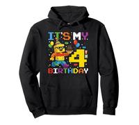 It's My 4th Birthday Building Brick 4 Years Old Boys Kids Pullover Hoodie