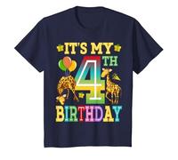 It's My 4th Birthday Cute Giraffe Lover 4 Years Old Kids T-Shirt, Youth, Navy Blue, 3T