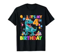 It's My 4th Birthday Dinosaur Happy 4 Year Old Boys T-Rex T-Shirt