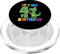 It's My 4th Birthday Dinosaur T-Rex 4 Year Old Boy Funny PopSockets PopGrip for MagSafe