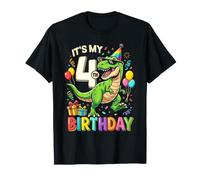 It's My 4th Birthday Four 4 Year T-Rex Dinosaur Boy Kids T-Shirt