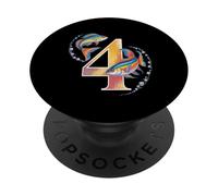 It's My 4th Birthday Party Ocean 4 Years Old Sea Fish B-Day PopSockets Adhesive PopGrip
