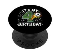 Its My 4th Birthday Soccer Ball Field 4 Year Old Boy PopSockets Adhesive PopGrip