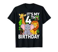 Its My 4th Birthday Zoo Safari Jungle Animals Lover T-Shirt