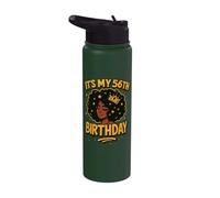 It's My 56th Birthday Melanin Black Queen Stainless Steel Insulated Water Bottle