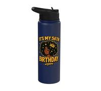 It's My 56th Birthday Melanin Black Queen Stainless Steel Insulated Water Bottle