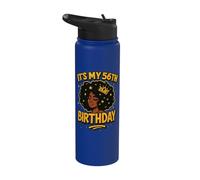 It's My 56th Birthday Melanin Black Queen Stainless Steel Insulated Water Bottle