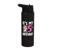 It's My 5th Birthday 5 Years Old Unicorn Stainless Steel Insulated Water Bottle