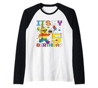 It's My 5th Birthday Building Brick 5 Years Old Boys Kids Raglan Baseball Tee