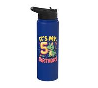 It's My 5th Birthday Dinosaur Dino Party Stainless Steel Insulated Water Bottle