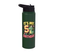 It's My 5th Birthday Dinosaur Dino Party Stainless Steel Insulated Water Bottle
