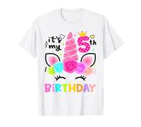 It's My 5th Birthday Girl is Now 5 Year Old Fifth Birthday T-Shirt