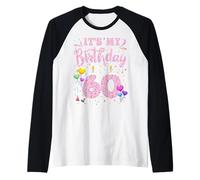 It's My 60th Birthday Girl Doughnut Happy 60 Years Old Lady Raglan Baseball Tee