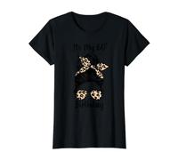 It's My 60th Birthday Happy 60 Years Old Messy Bun Leopard Value Graphic T-Shirt, Women, Black, M