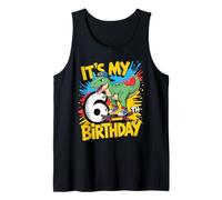It's My 6th Birthday Dinosaur Skateboard Tank Top