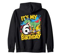 It's My 6th Birthday Dinosaur Skateboard Zip Hoodie