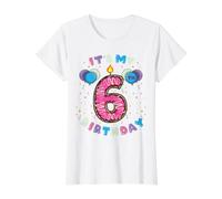 Its My 6th Birthday Donut Kids Birthday Value Graphic T-Shirt, Women, White, XL