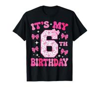 It's My 6th Birthday Girl Pink Coquette Bow Sixth 6 Year Old T-Shirt