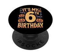 It's My 6th Birthday Scary Pumpkin Bash Kids Fun PopSockets Adhesive PopGrip