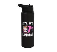 It's My 7th Birthday 7 Years Old Unicorn Stainless Steel Insulated Water Bottle