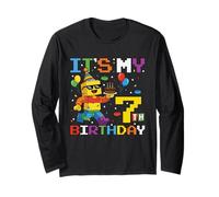 It's My 7th Birthday Building Brick 7 Years Old Boys Kids Long Sleeve T-Shirt