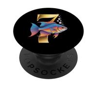 It's My 7th Birthday Party Ocean 7 Years Old Sea Fish B-Day PopSockets Adhesive PopGrip