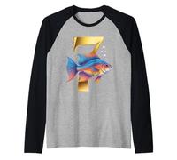 It's My 7th Birthday Party Ocean 7 Years Old Sea Fish B-Day Raglan Baseball Tee