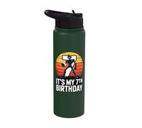 It's My 7th Birthday Robot Boy Retro Stainless Steel Insulated Water Bottle
