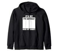 It's My 7th Birthday Sign My 7 Bday Party Zip Hoodie