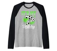 Its My 7th Birthday Soccer Ball Seven Years Old Sport Raglan Baseball Tee