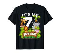 It's My 7th Birthday Zoo Animal Cute 7 Year Old Birthday T-Shirt