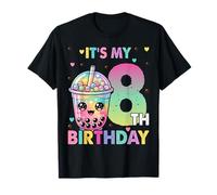 It's My 8th Birthday Bubble Boba Tea Party 8 Year Old Girl T-Shirt
