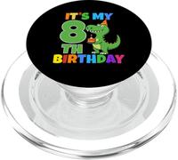 It's My 8th Birthday Dinosaur T-Rex 8 Year Old Boy Funny PopSockets PopGrip for MagSafe
