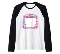 It's My 8th Birthday Party Sign My Shirt 8 Year Old Girl Fun Raglan Baseball Tee
