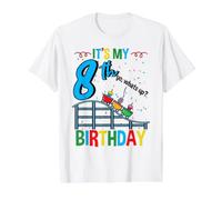 Its My 8th Birthday Roller Coaster Theme Park Value Graphic T-Shirt, Men, White, XL