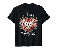 Its My 97th Birthday Rose Flower 97 Year Old Women Birthday T-Shirt